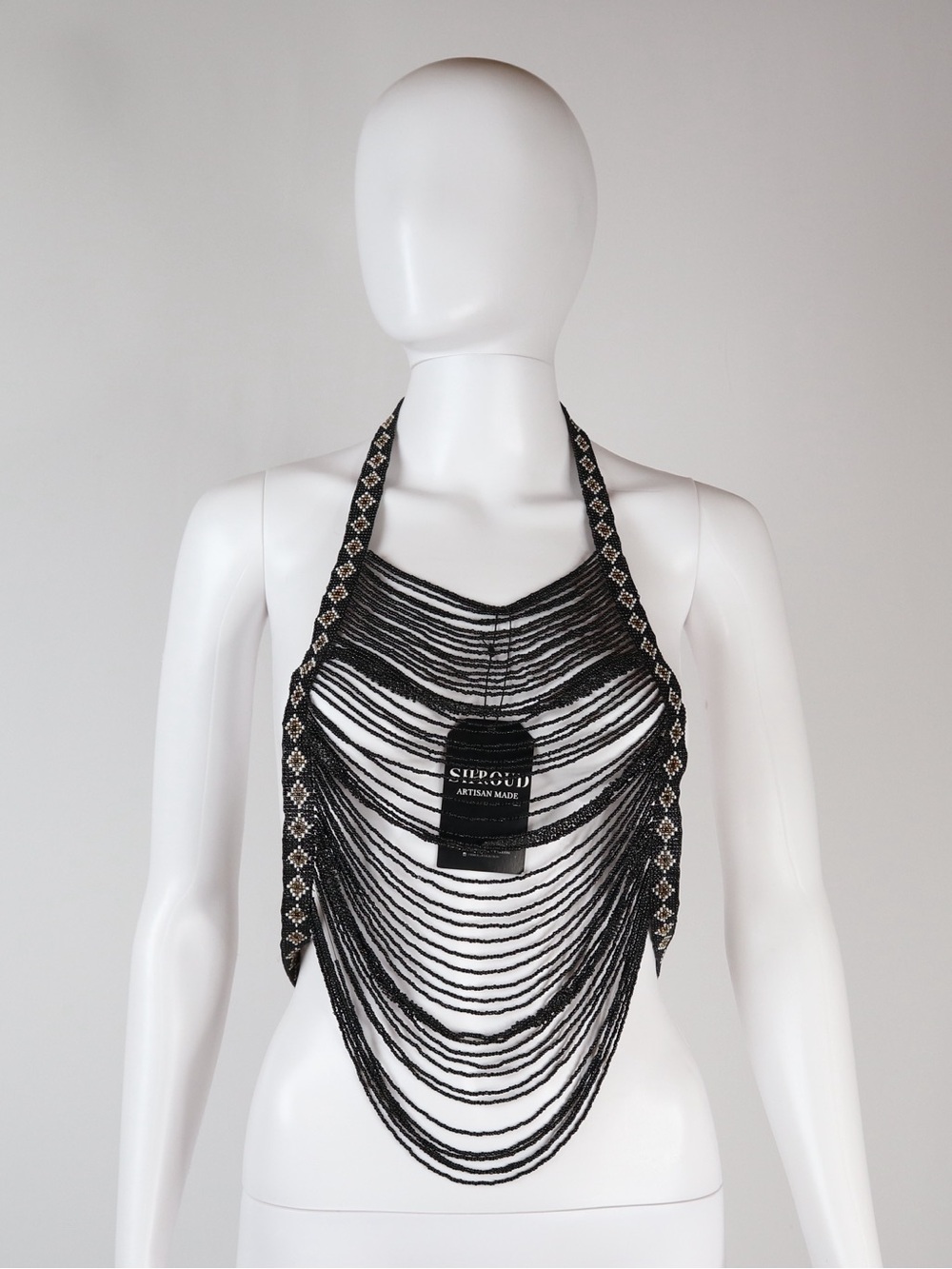 SHROUD | Handmade Beaded Chunky Fringe Bib Necklace Top